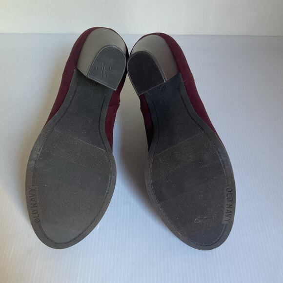 Old Navy Burgundy Suede Ankle Boots Women’s Size 6.5 Fall Style - Picture 6 of 7